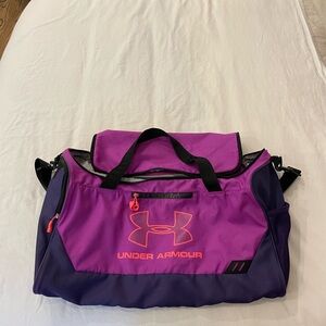 Purple Under Armour duffle bag